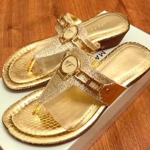 Marc Fisher Women's AMINA2 Sandals, Gold, 5.5 M US